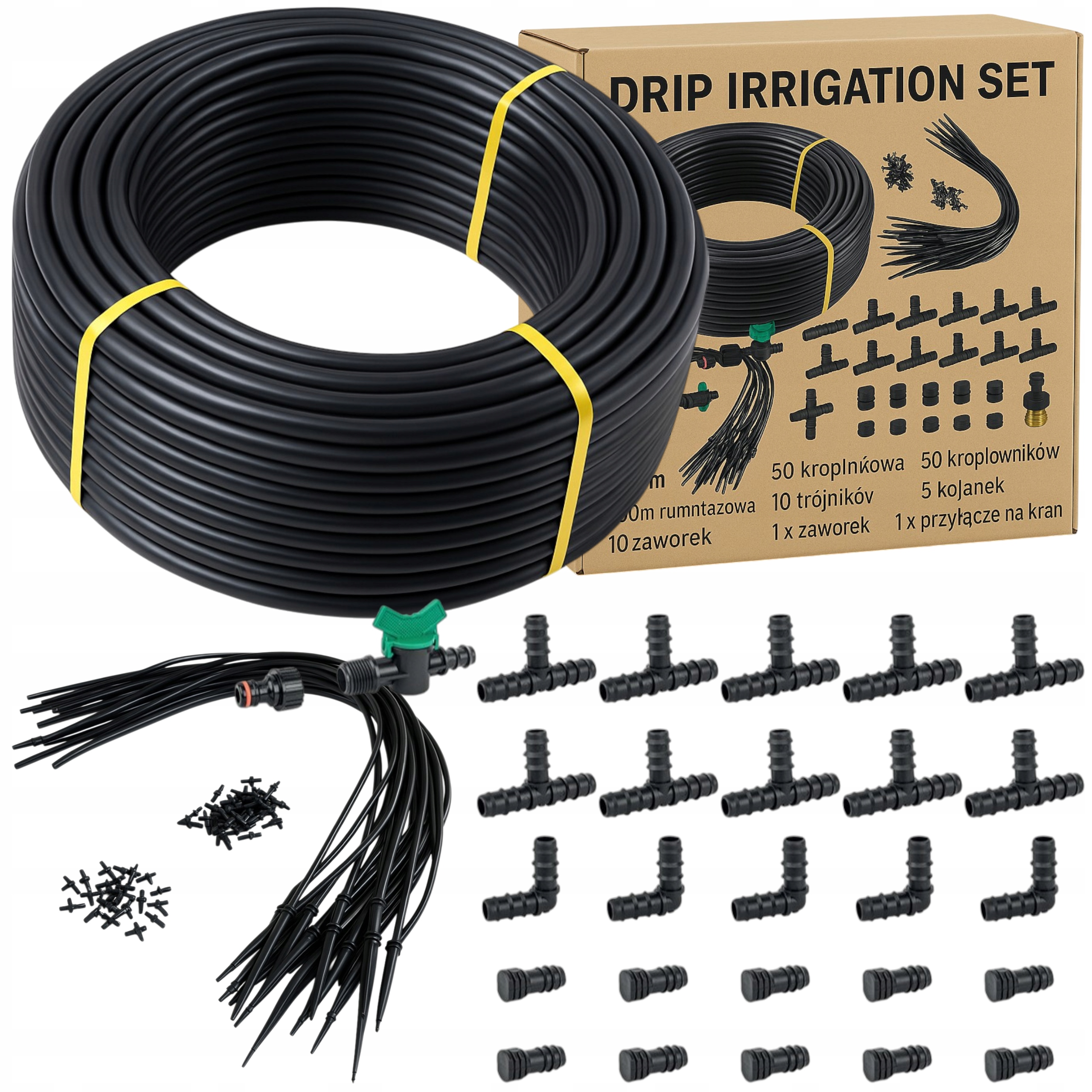 100M Rura Nawodnienie Wąż Kroplowniki Patykowe Podlewanie kropelkowe ogrodu