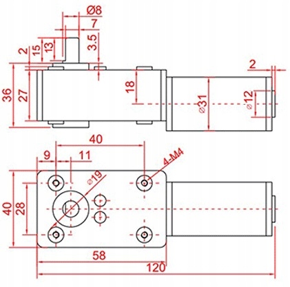 SILNIK WOLNOOBROTOWY 12V 160obr/min Z PRZEKLADNIA Model silniczeek 12V 160obr/min