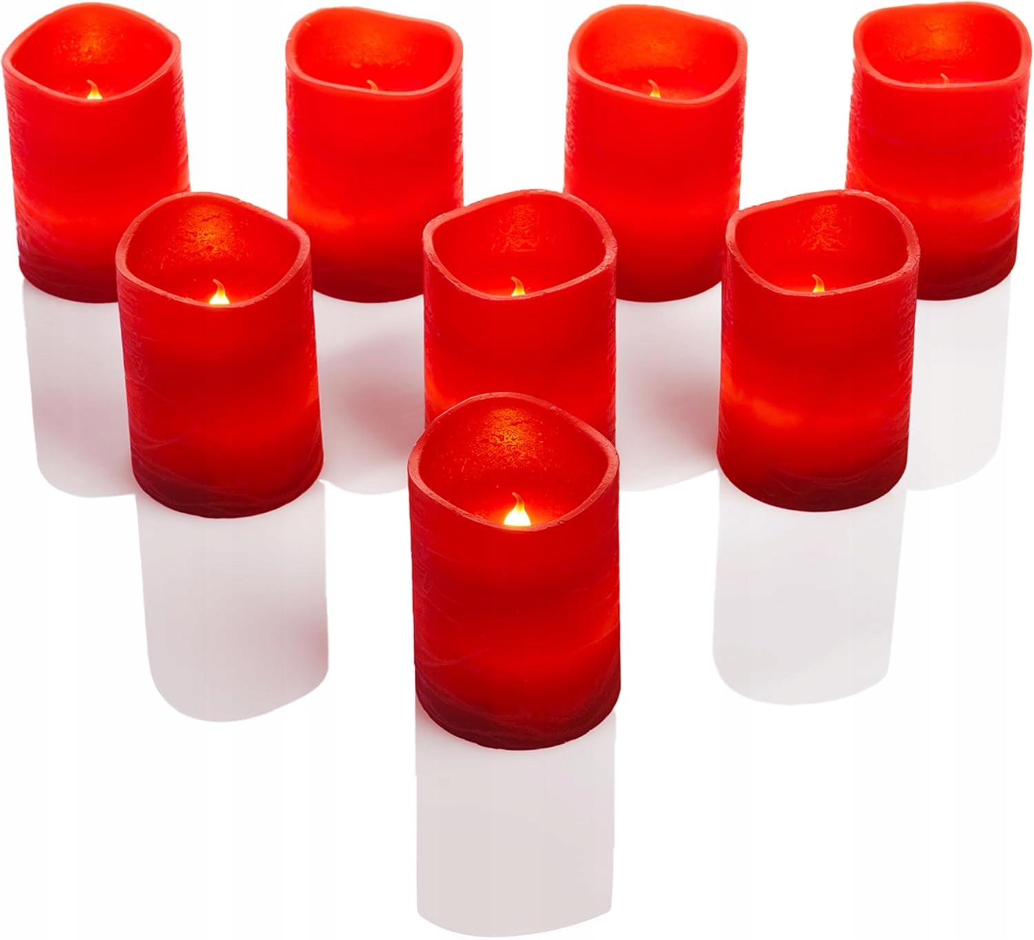 Sada Led Svíček Červené Led svíčky 8 ks Časovač Blikající Vosk Vosk