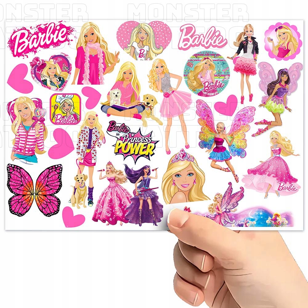TATUAŻE ZMYWALNE TYMCZASOWE DLA DZIECI DZIECIĘCE BARBIE WZORY ORYGINALNE Typ naklejka