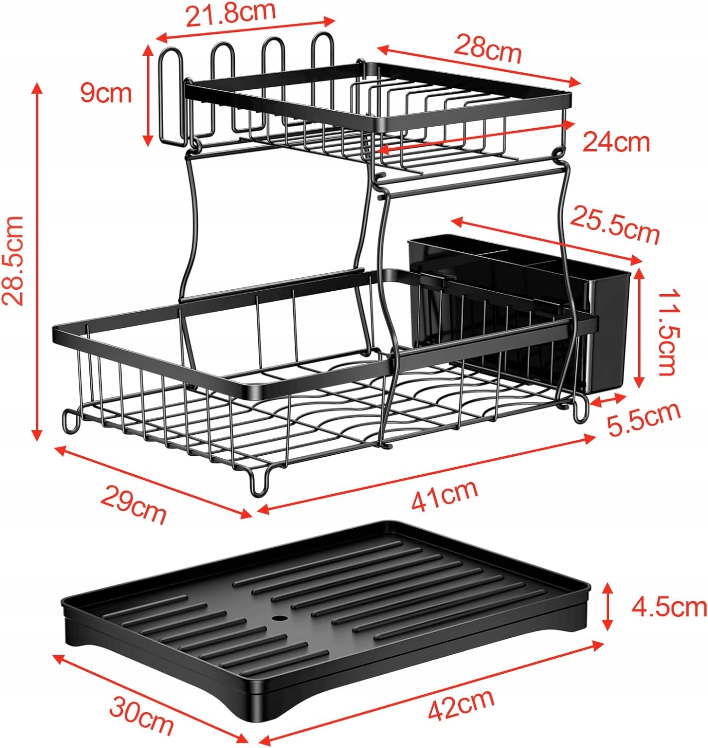 SUSZARKA DO NACZYŃ DWUPOZIOMOWA STOJĄCA OCIEKACZ CZARNA Marka inna