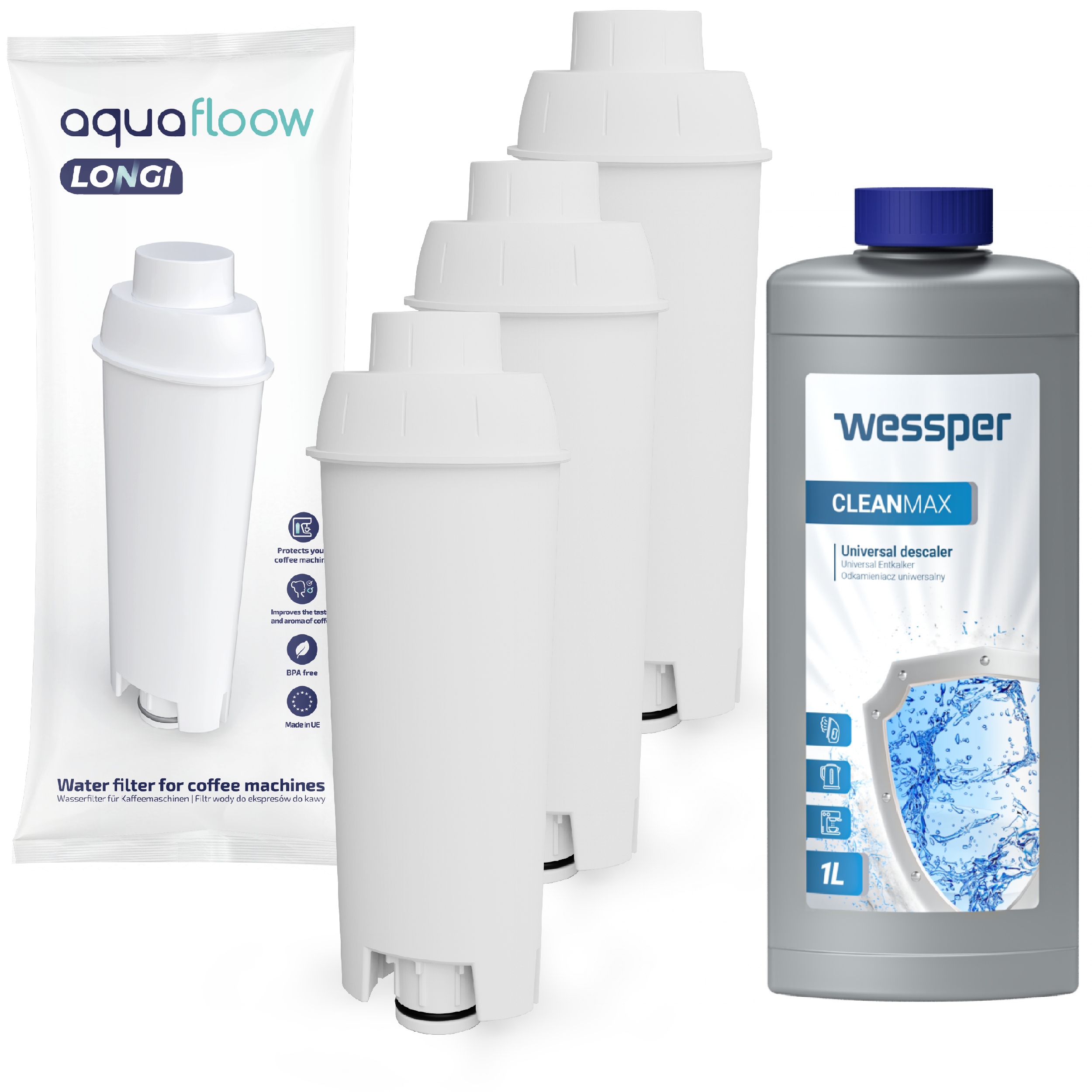 

3x Filtr wody do ekspresu Delonghi Dinamica + płyn