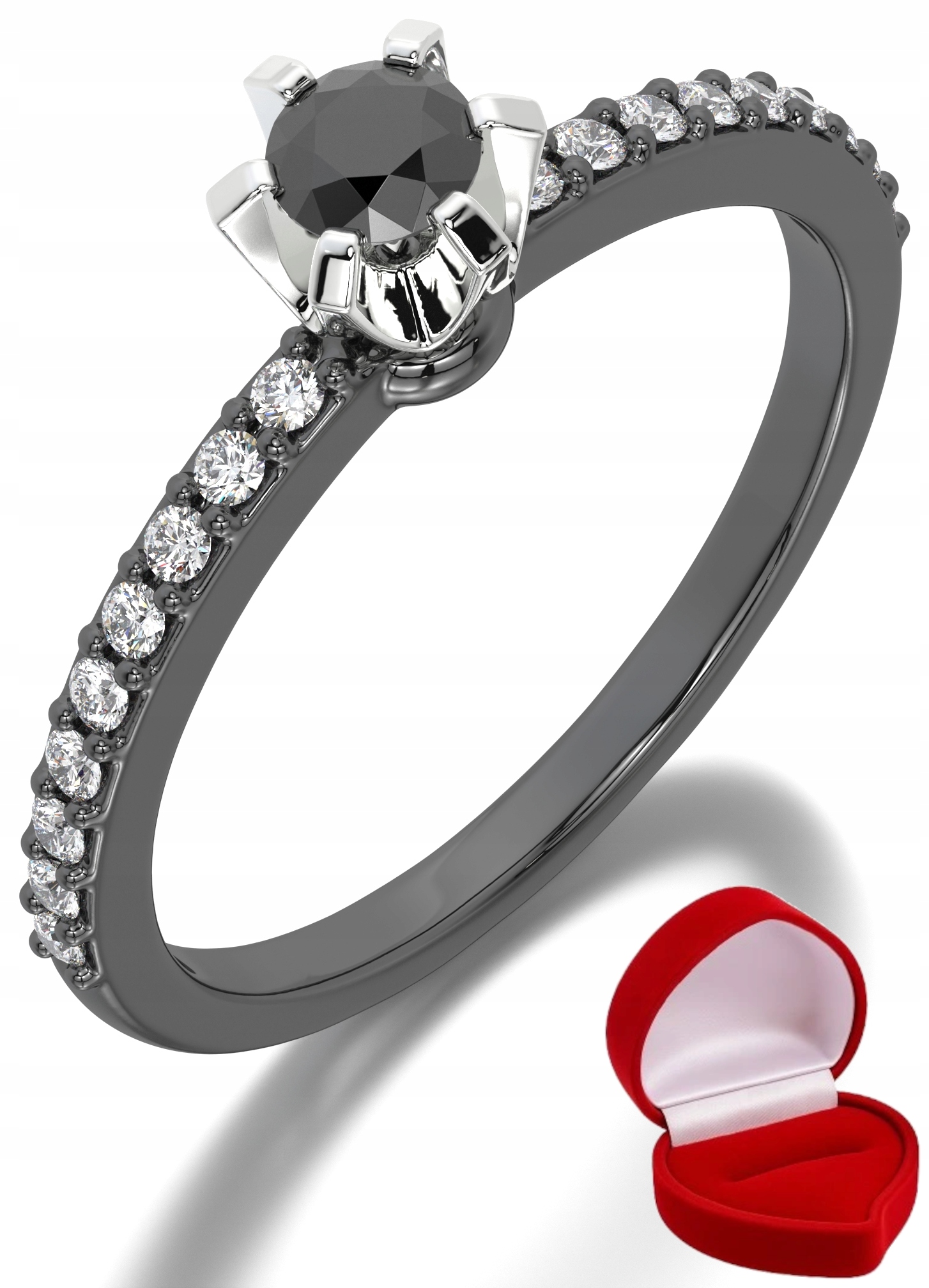 Zlatý Prstýnek 585 14k Brylant Č. 0,14 ct Černé Zlato R28