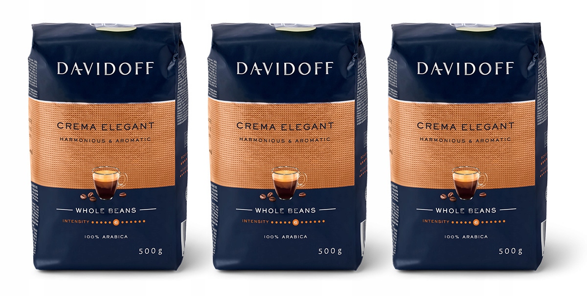 Kawa ziarnista Davidoff Caffe Crema Elegant 100% Arabica 3x 500g (1,5 kg)