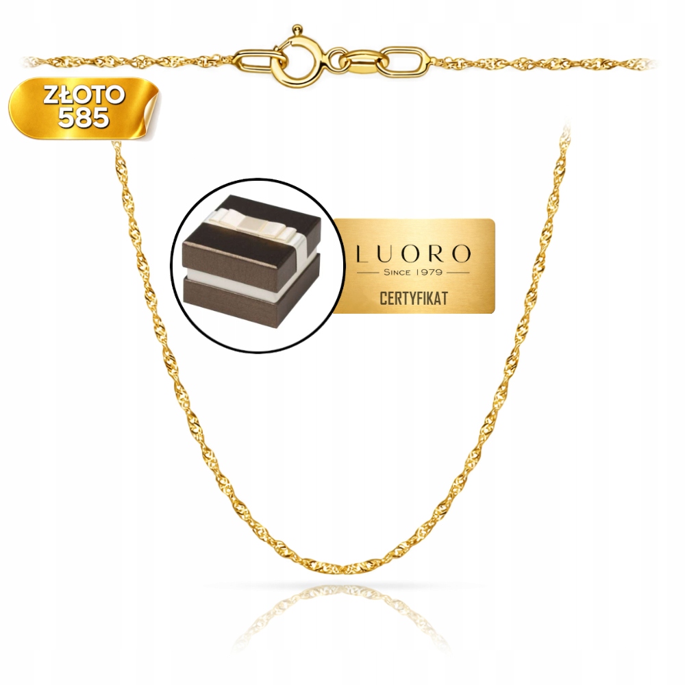 Řetízek Zlatý 585 14K Vazba Singapur 50 CM Žluté Zlato Elegantní