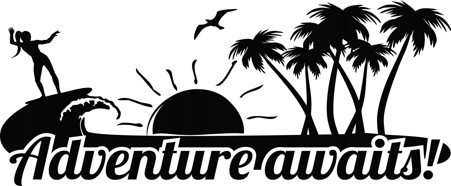 Velká Samolepky na bok auta Kampera Léto palmy karavan 170 cm