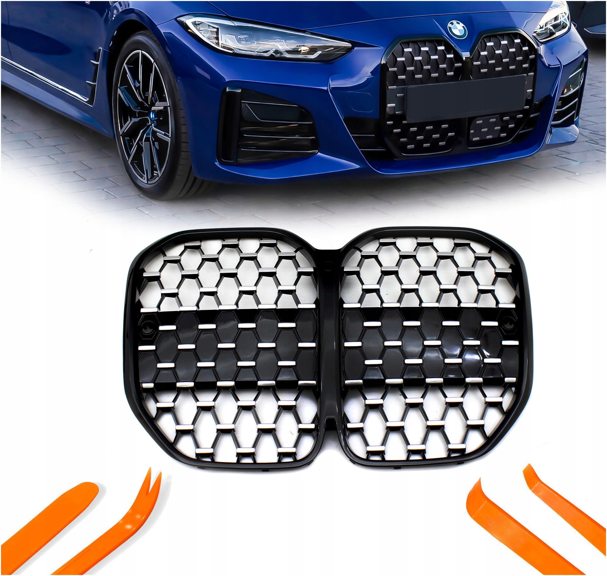 Atrapa Gril Ledviny Bmw 4 G22 2021- Kupé Černá Stříbrný Diamant