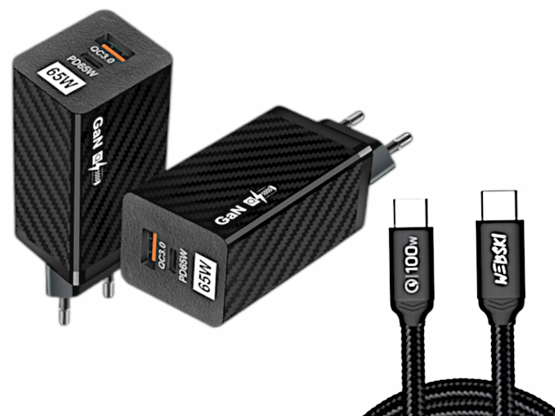 Výkonná síťová nabíječka 2xUSB kabel typu C 1 m