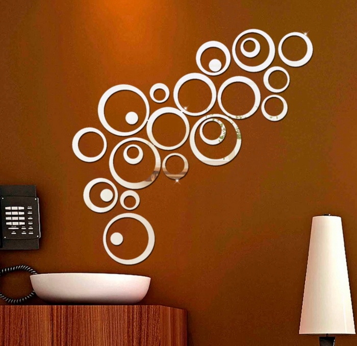 Lustrzane Koła Dekoracyjne Srebrne Akrylowe 3D Samoprzylepne Zestaw 24 Szt. Rodzaj inne