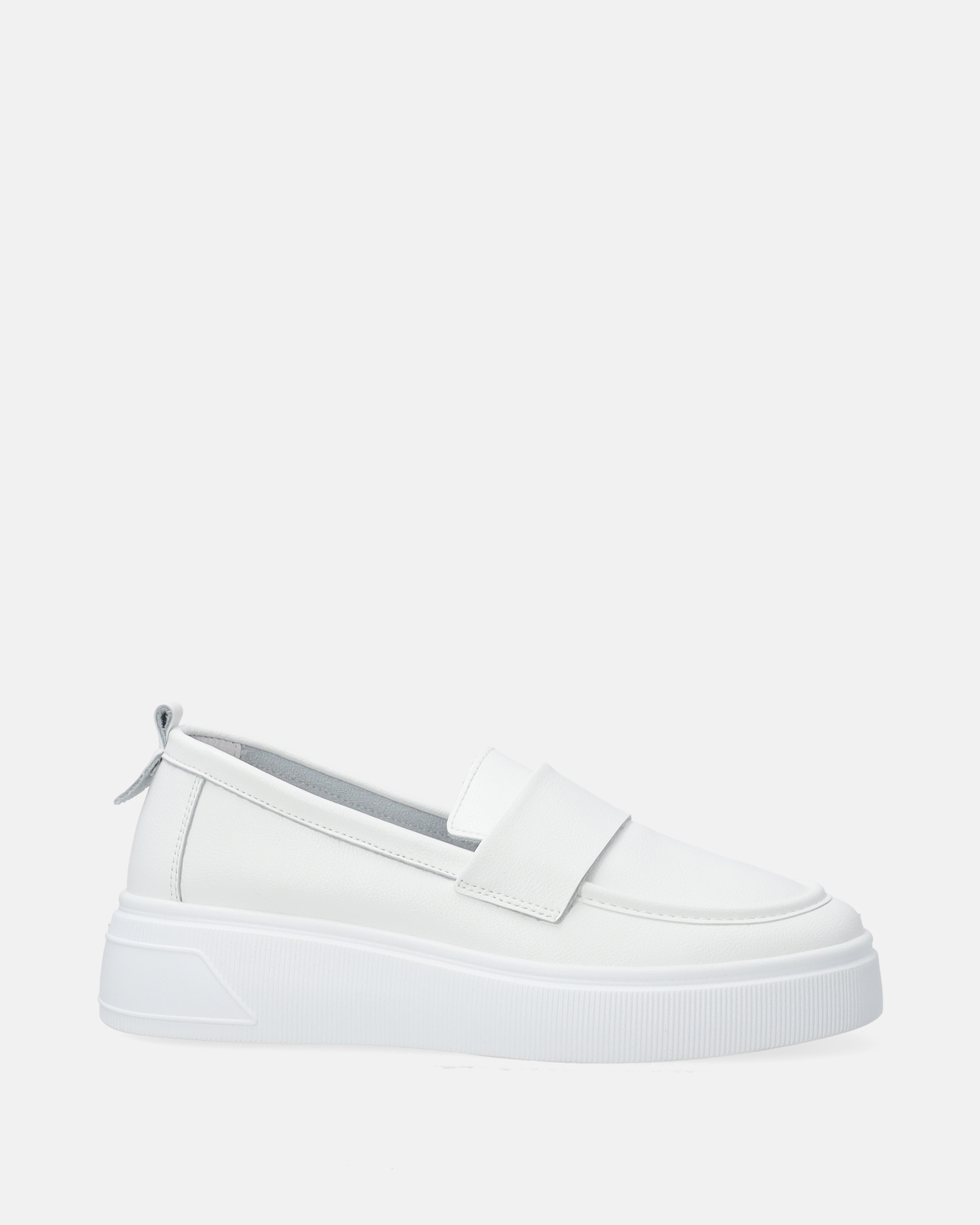 Komfortowe Skórzane Mokasyny Damskie Venezia Białe Na Platformie Rozmiar 38