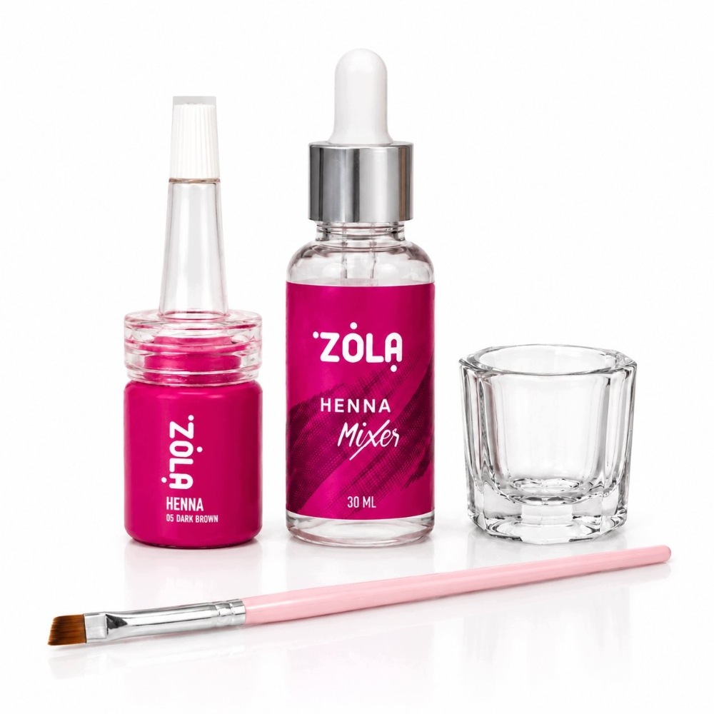 Zola Dark Brown Sada na barvení obočí hennou, tmavě hnědá