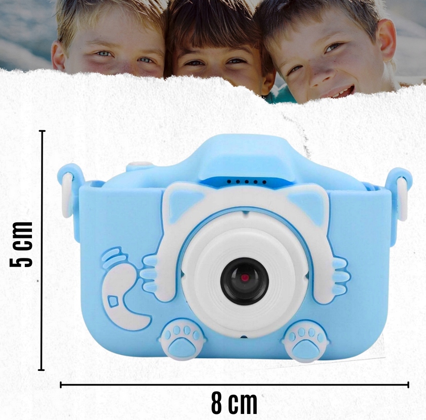APARAT CYFROWY ZABAWKA DLA DZIECI FOTOGRAFICZNY NIEBIESKI KOTEK + KARTA 4GB Baterie 450mAh