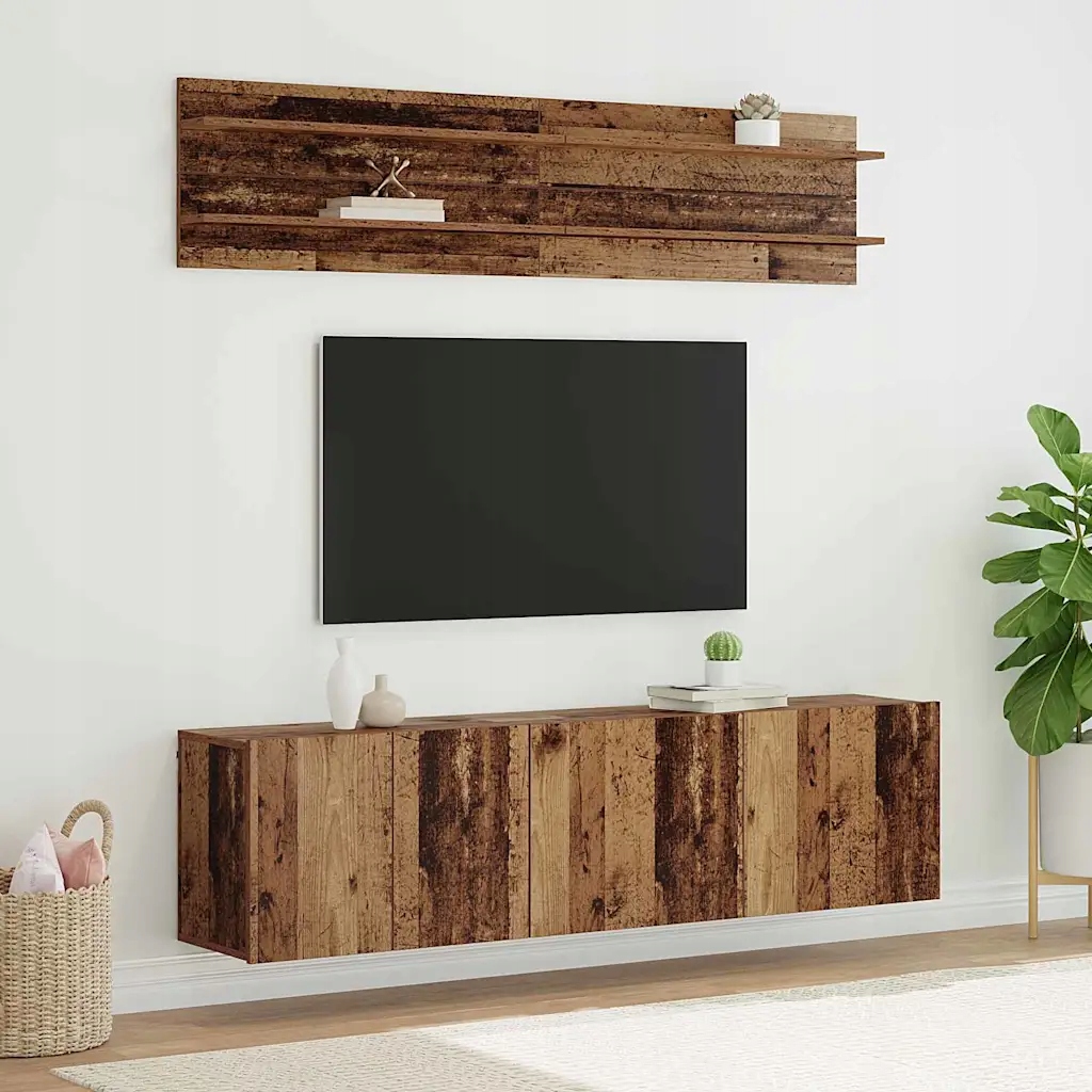 vidaXL Jednostki telewizyjne Montowane na ścianie 6 pcs Stare drewno