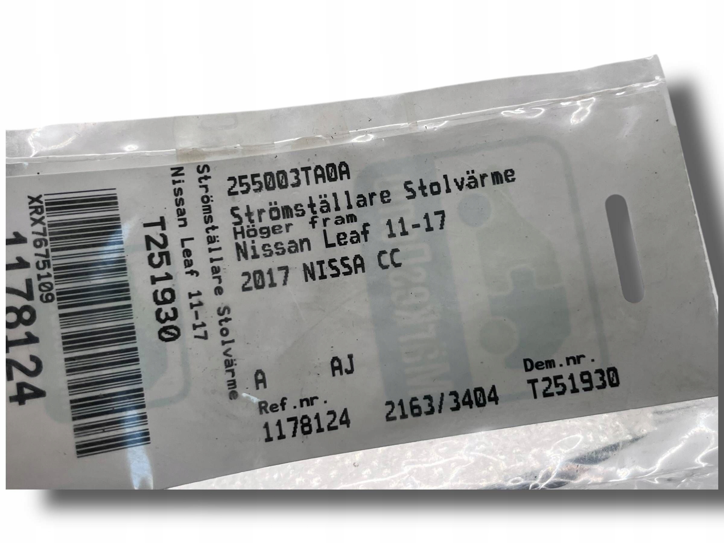NISSAN QASHQAI Schalter Hitzung SITZ 255003TA0A !J