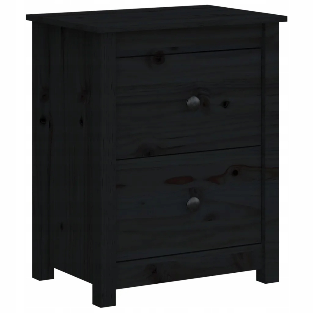 vidaXL Nočný stolík, čierny, 50x35x61,5 cm, masívne borovicové drevo
