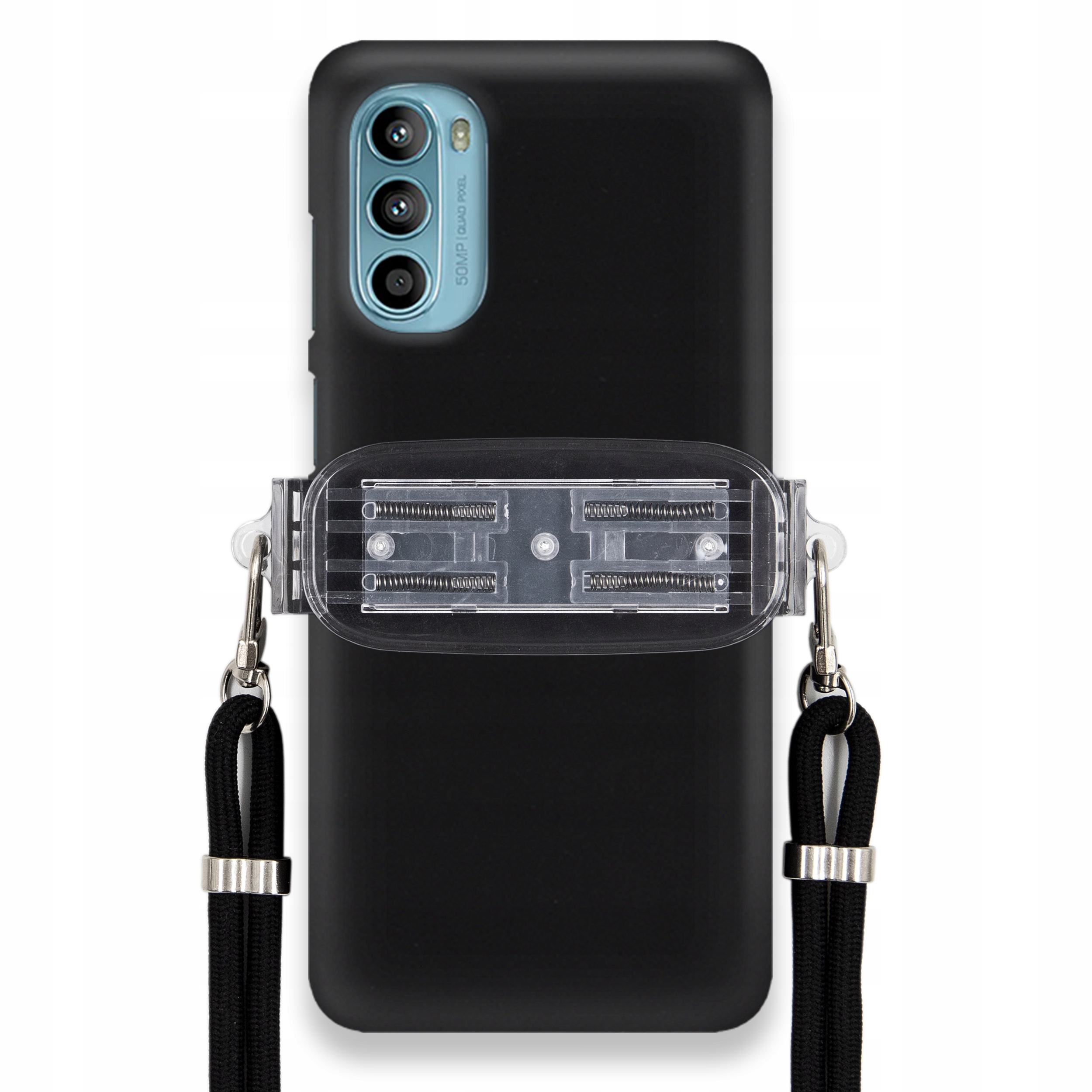 Puzdro Pre Motorola G82 Smooth Case Ochrana Univerzálny Držiak Čierna Šnúrka