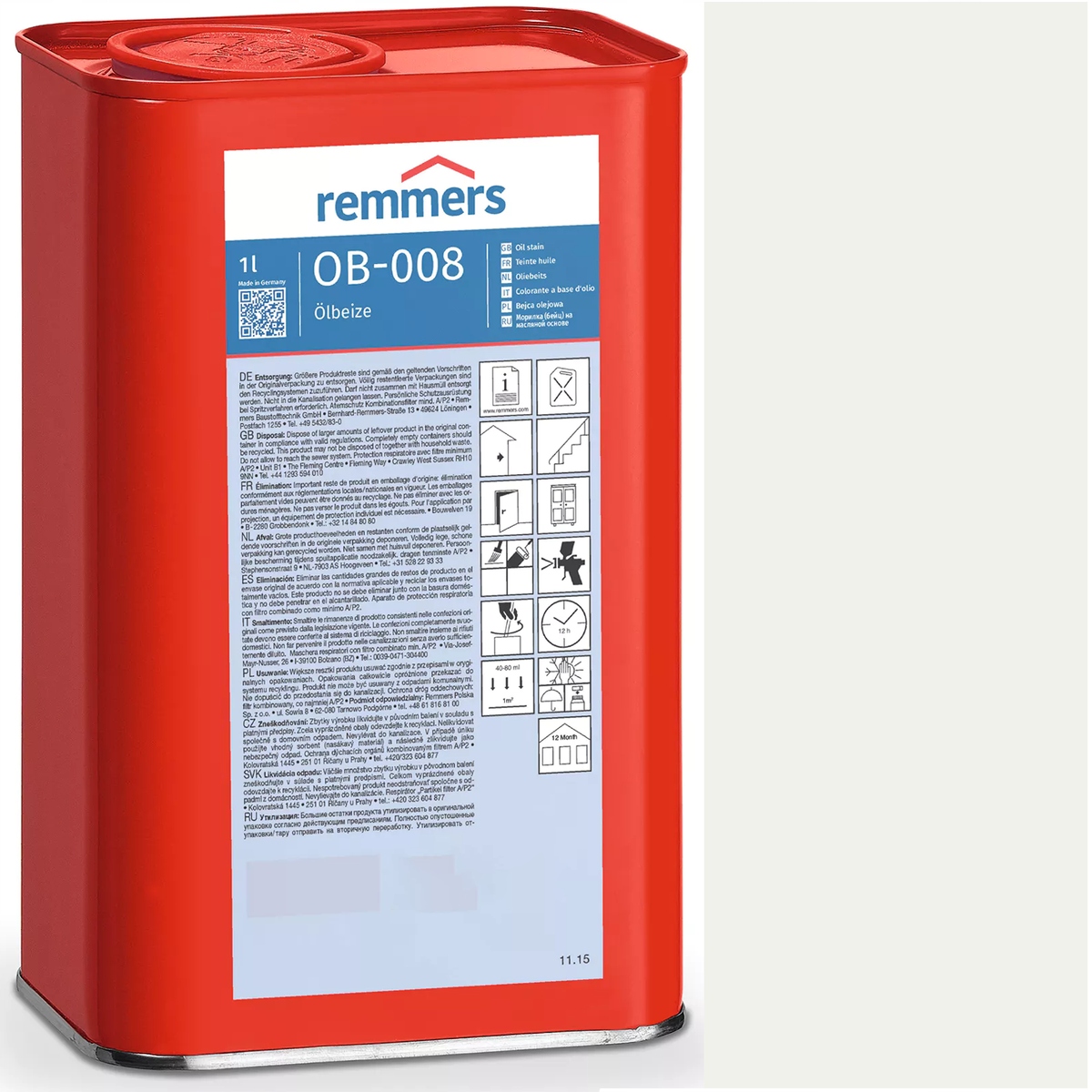 Remmers OB-008 1L Olejová mořidla HWS-112 Bílá Inten