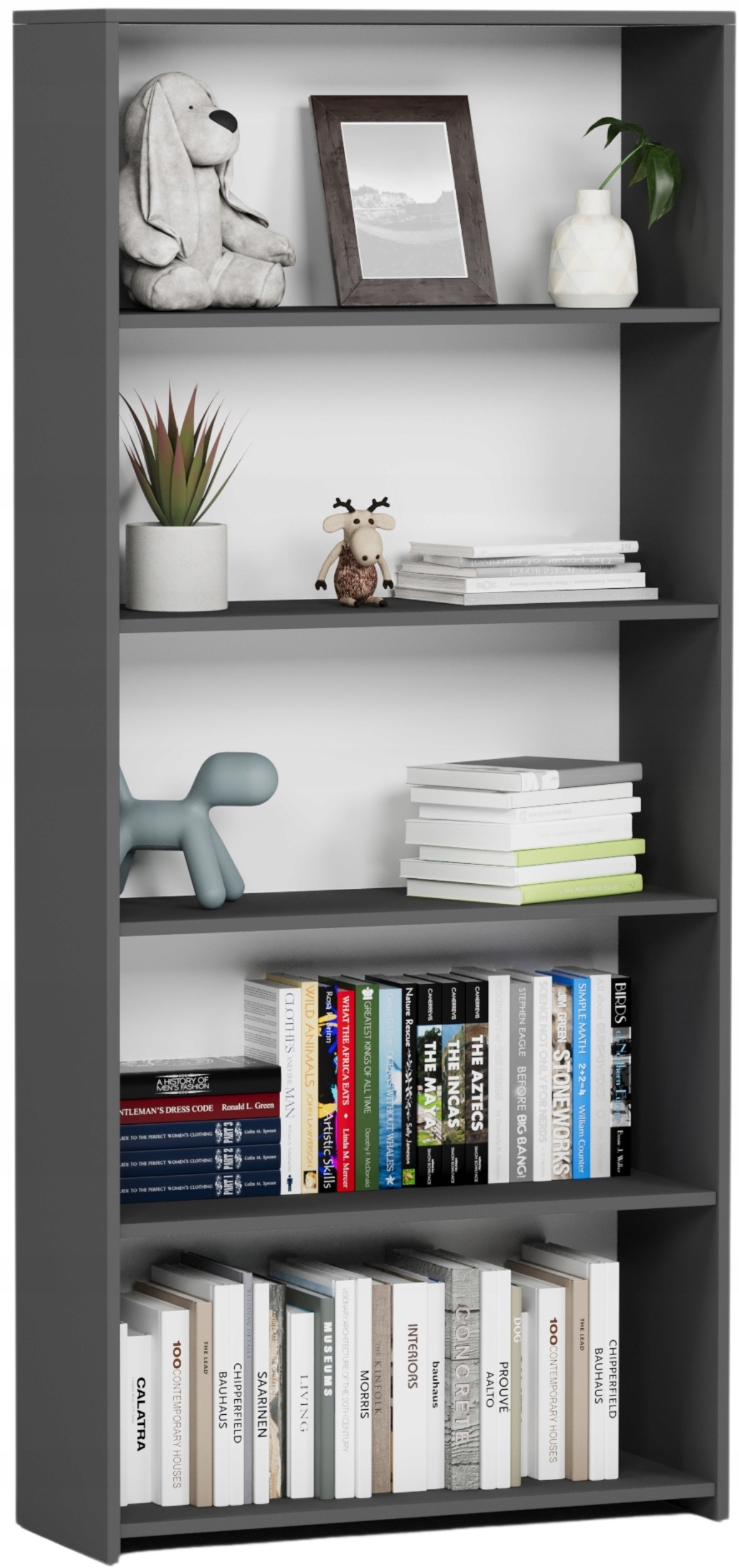 REGAŁ 80CM PÓŁKA SZAFKA KSIĄŻKI SEGREGATORY B-80 ANTRACYT