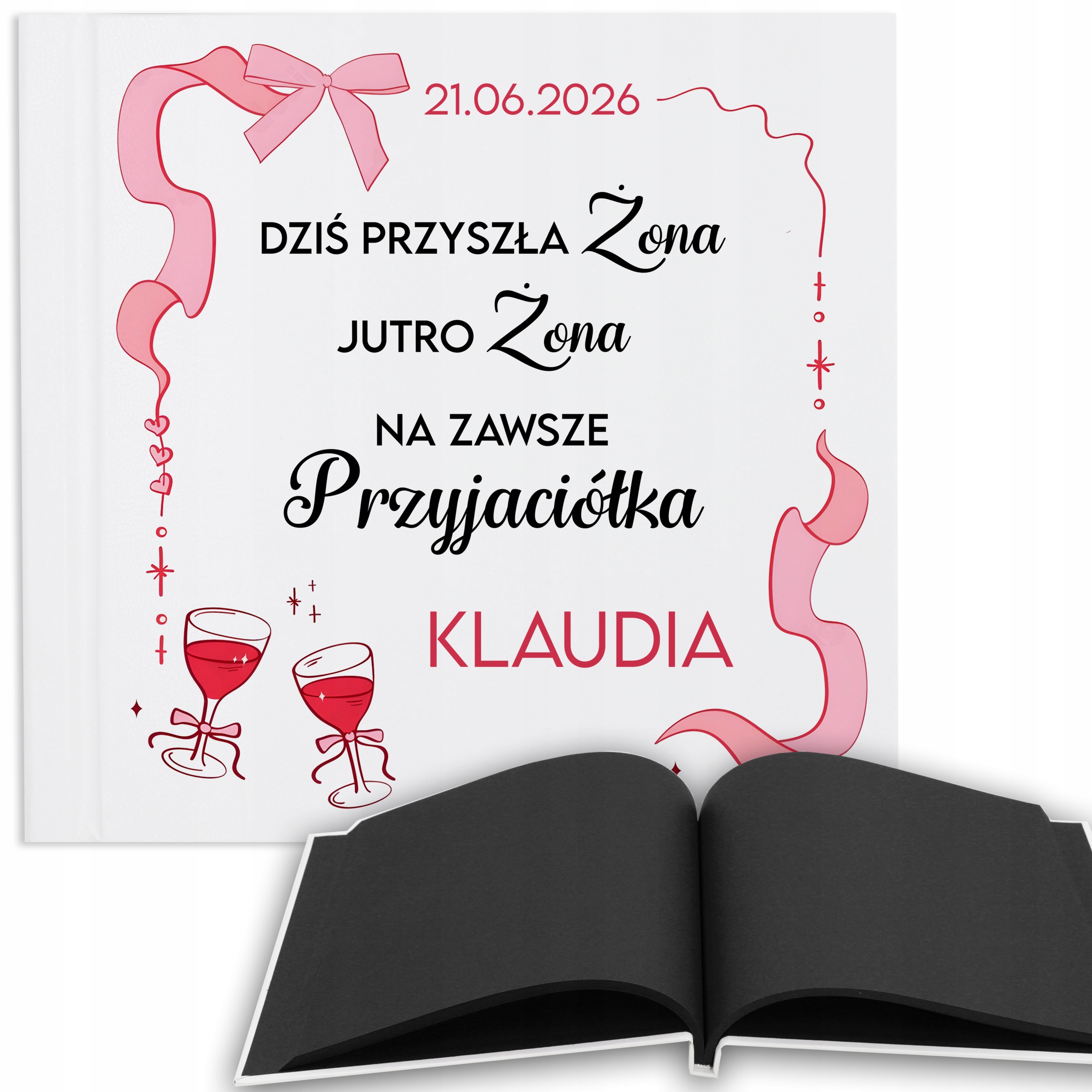 Vkládací album Bílá Černá Stránky Navždy Kamarádka *jméno* Na Dárek
