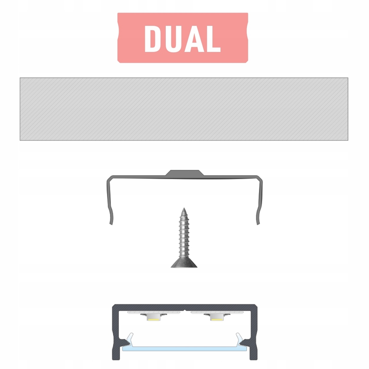 UCHWYT MONTAŻOWY DO PROFILU LED TYPU DUAL LUMINES