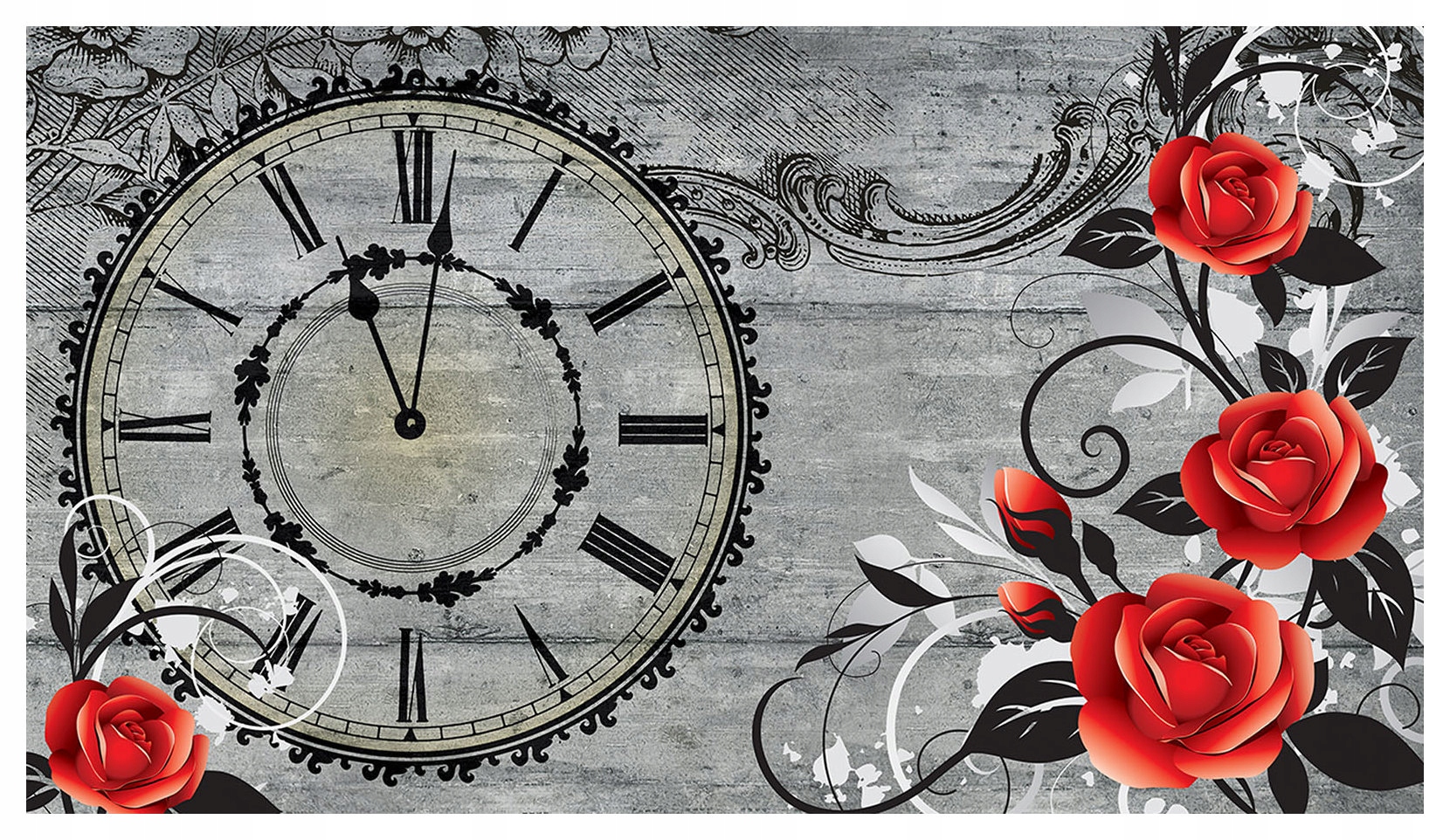 Fototapeta Hodiny a růže Vintage nostalgie vinylová 208x146 lepidlo