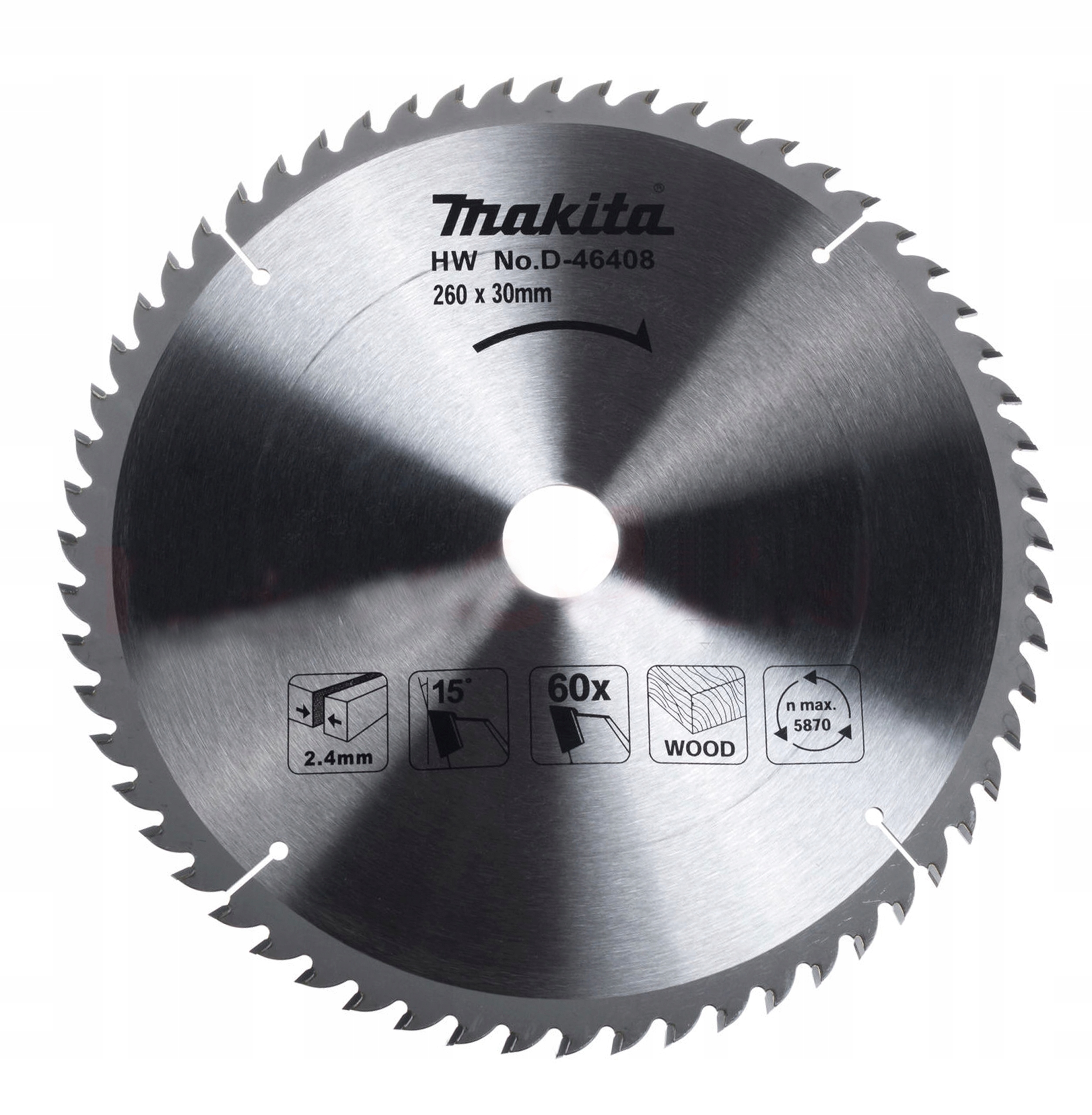 Řezací kotouč Makita 260 mm x 30 60 zubů pro dřevo MLT100 D-46408