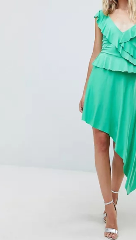 

Sukienka zielona asymetryczna z falbanami Asos 40