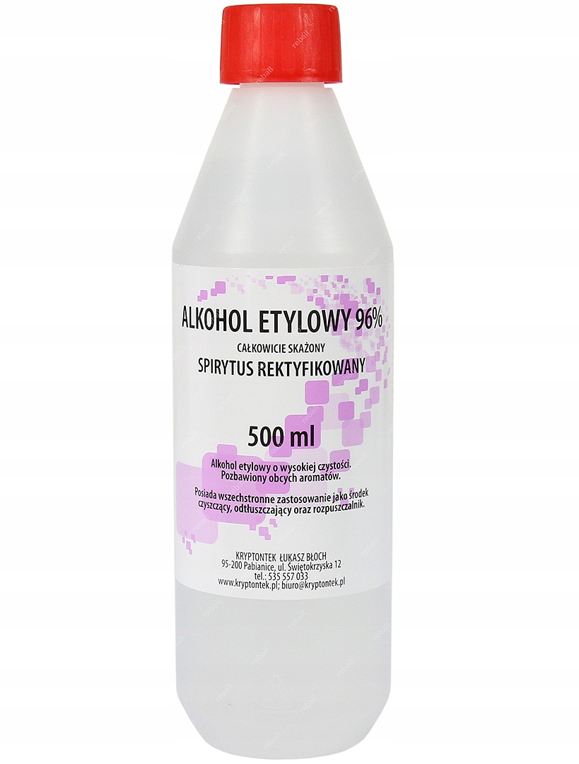 

Etanol Alkohol Etylowy 96% Spirytus Rek 0,5L 500ml