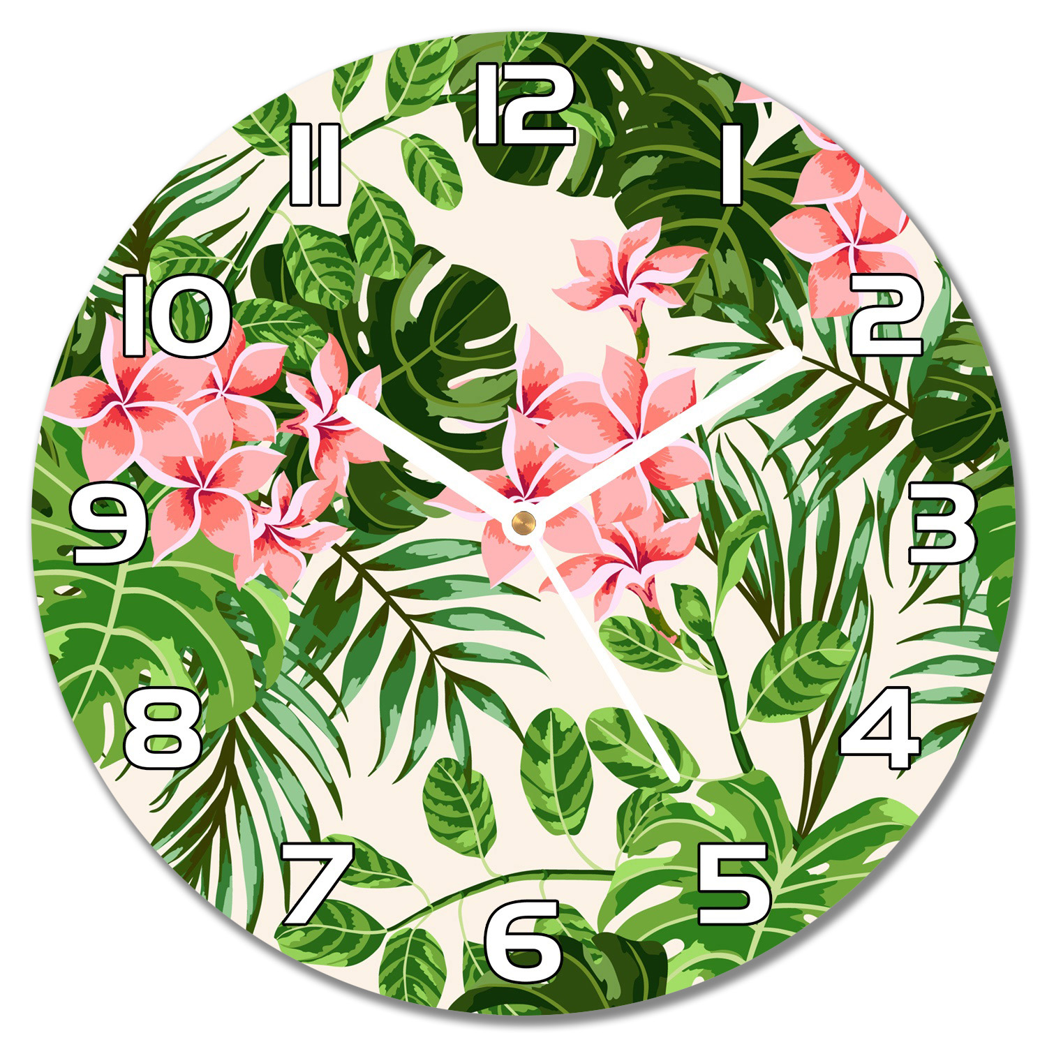 

Okrągły szklany zegar do salonu Hibiskus f30 cm