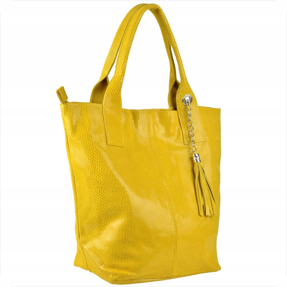 Žlutá kožená shopper kabelka z medová plástev XL