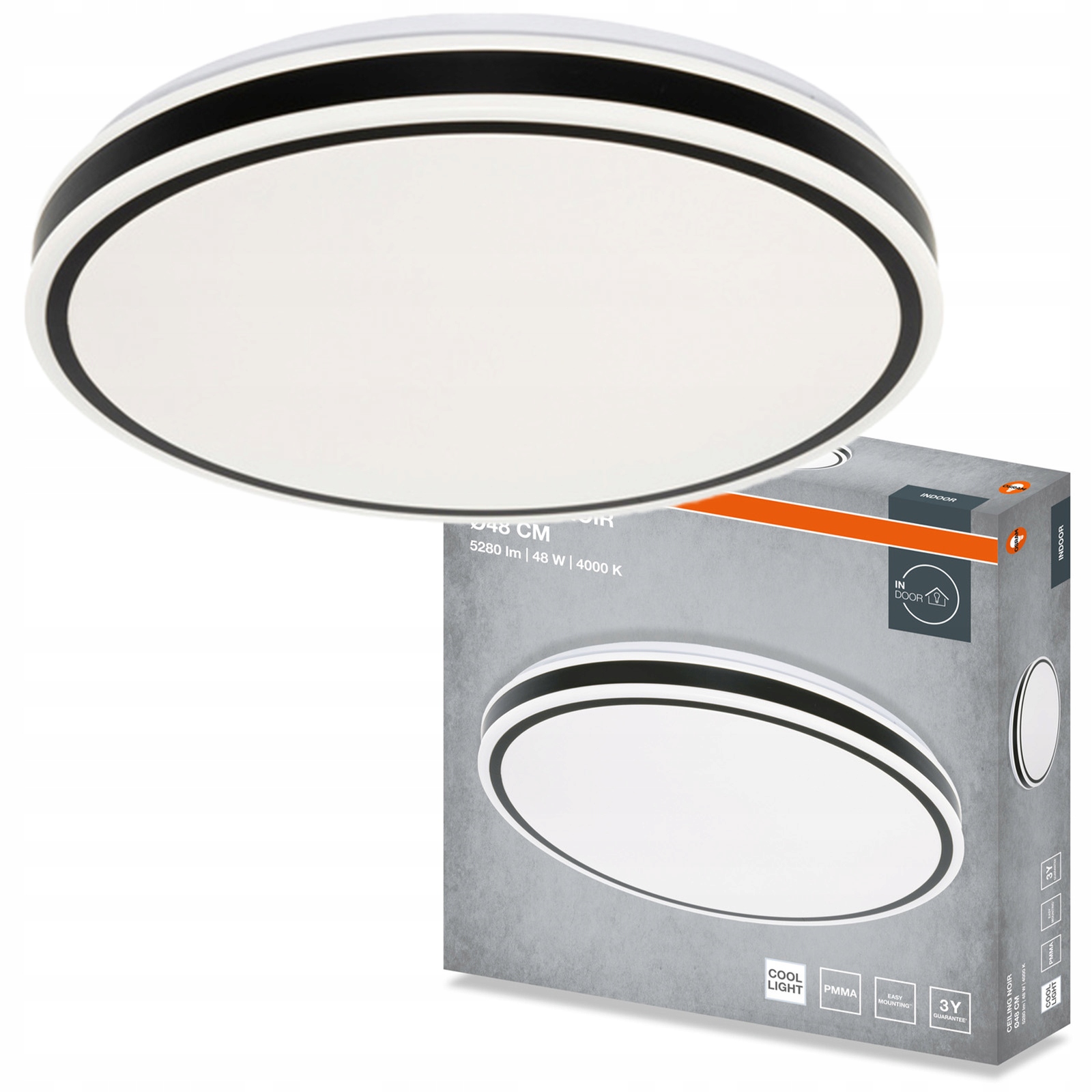 Stropní Svítidlo Led nástěnné svítidlo 48W 2880lm 4000K Kulatý Černý Noir Osram