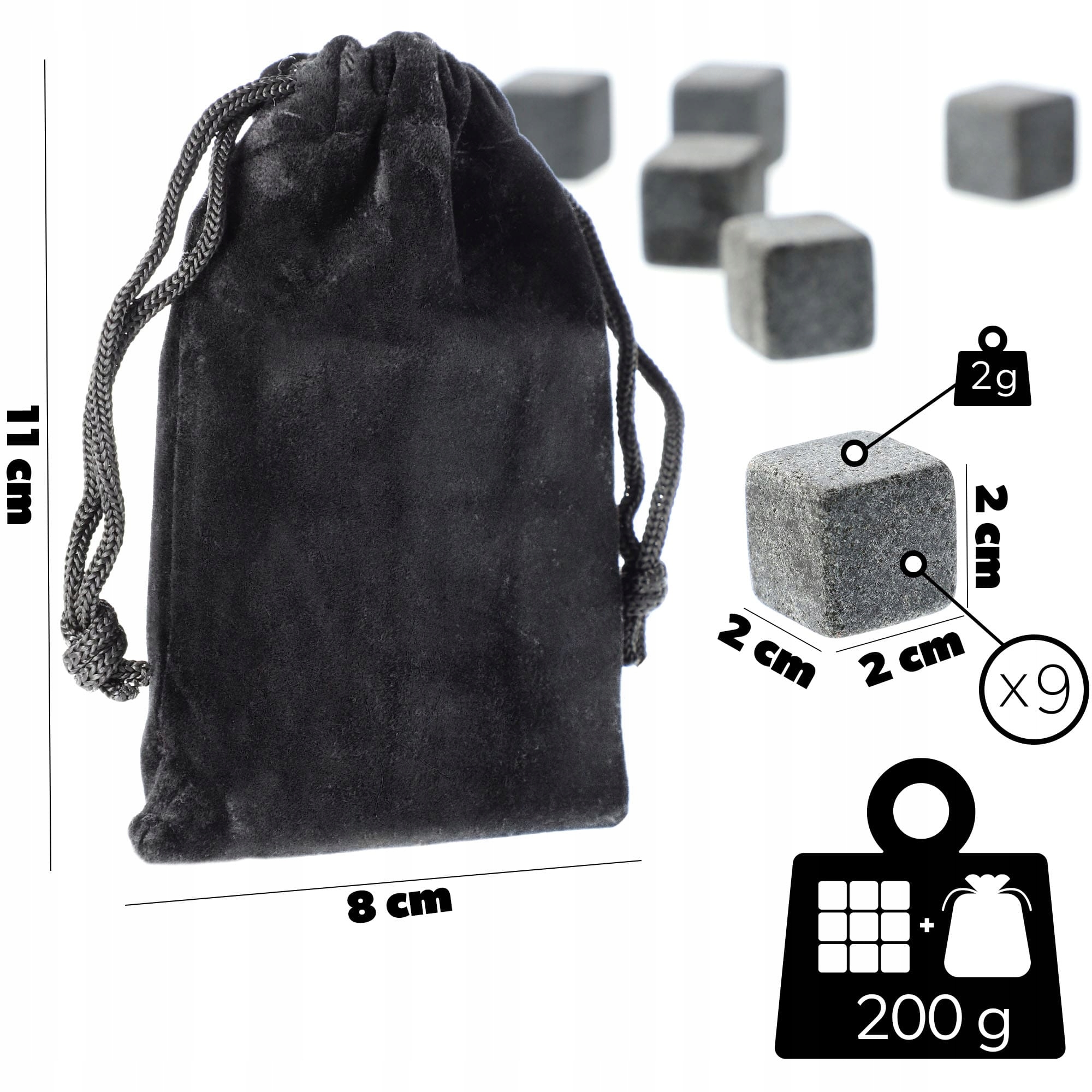 KAMIENIE KOSTKI DO DRINKÓW KAMIENNE WORKIEM Kod producenta K9204