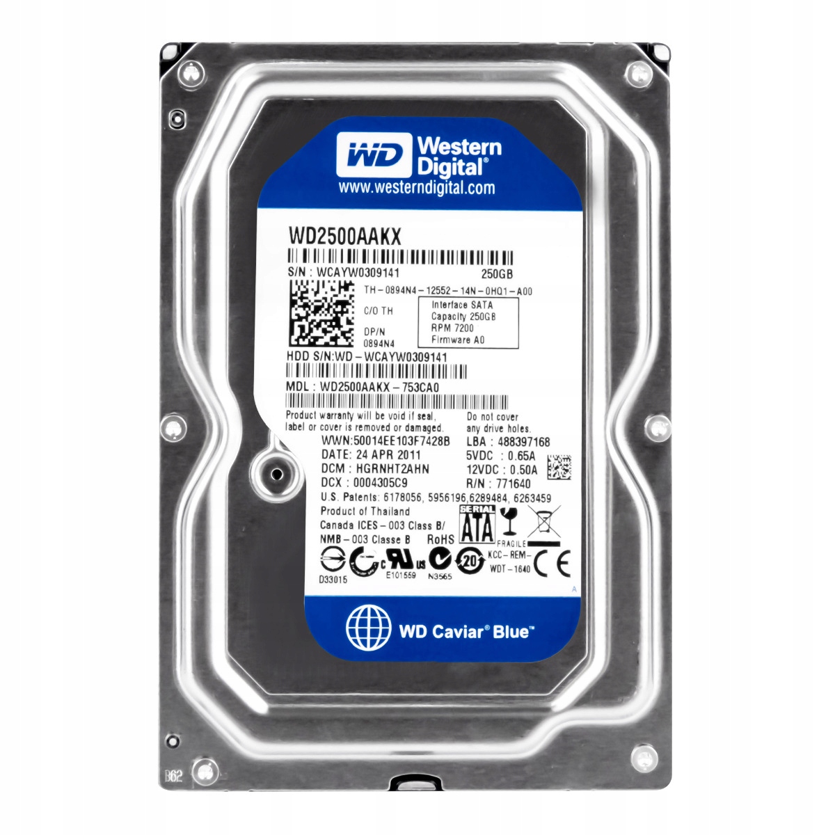 Dell 0894N4 250GB 7.2K 16MB Sata III 3.5'' WD2500AAKX