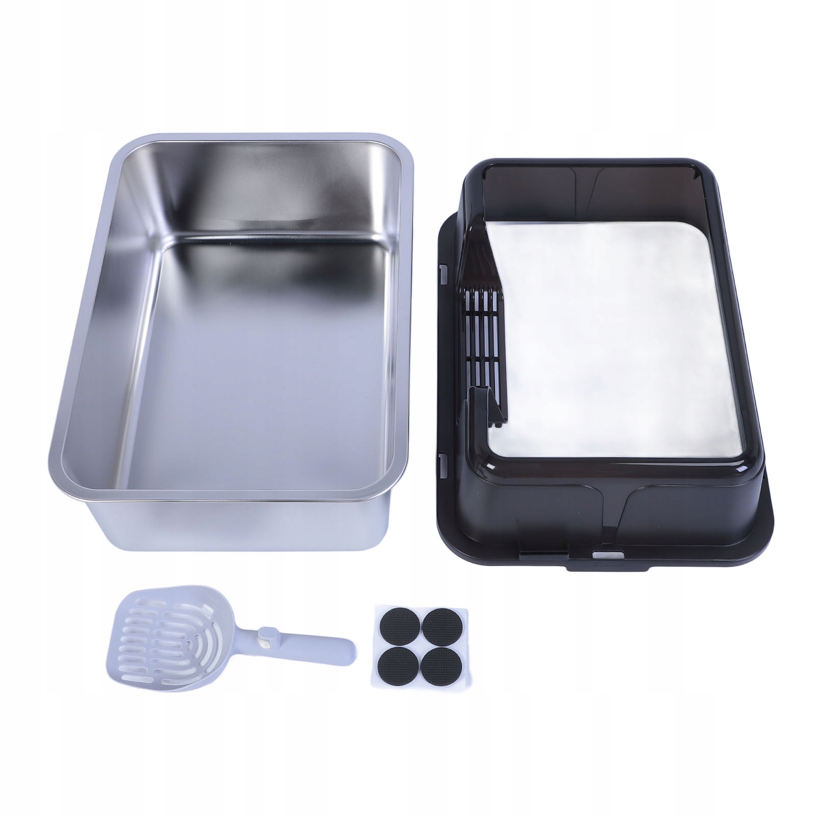 Kovová kočičí toaleta z z nerezové oceli 20L Snadno se čistí R7