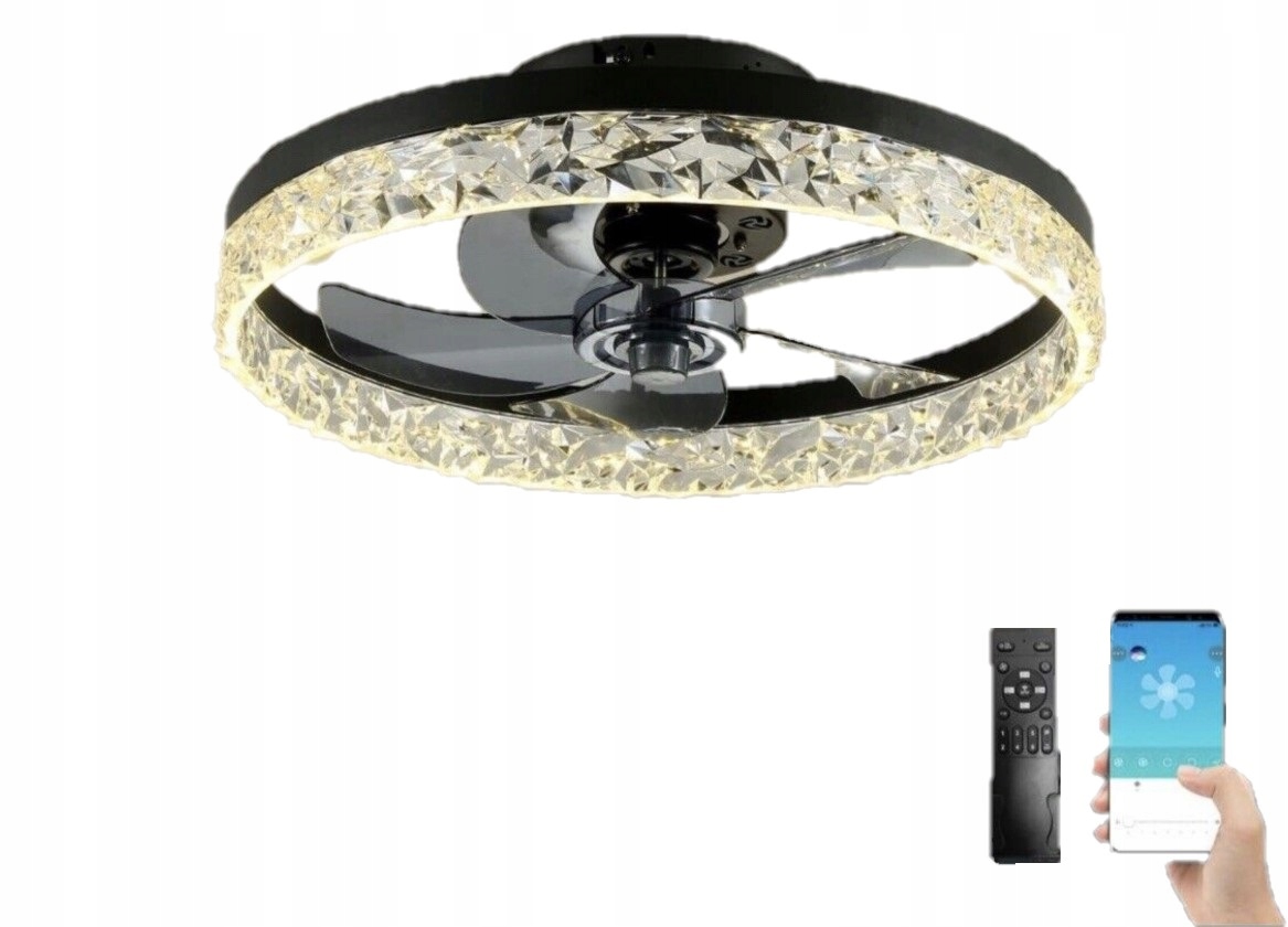 ŻYRANDOL WENTYLATOR SUFITOWY WIATRAK LAMPA CZARNA
