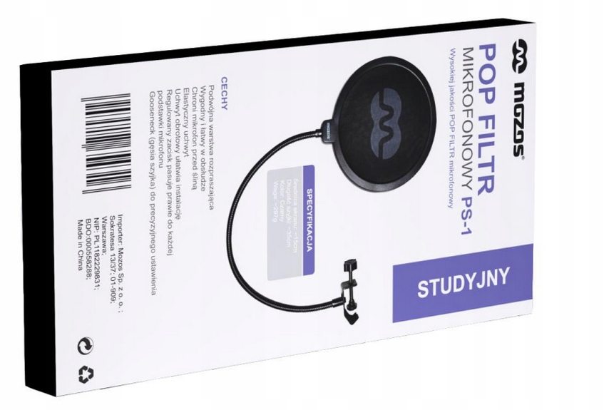 Pop filtr mikrofonowy MOZOS PS-1 studyjny Kod producenta PS-1