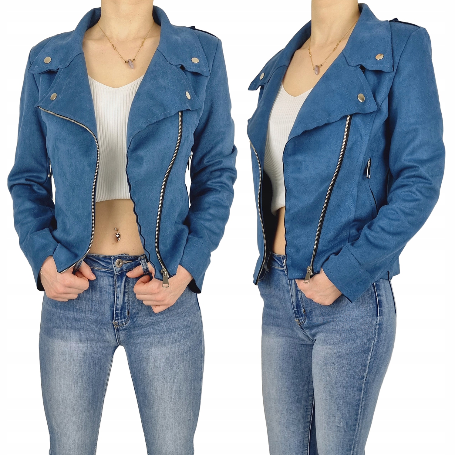 #damska Kurtka Ramoneska Zamszowa Zamki Zarka