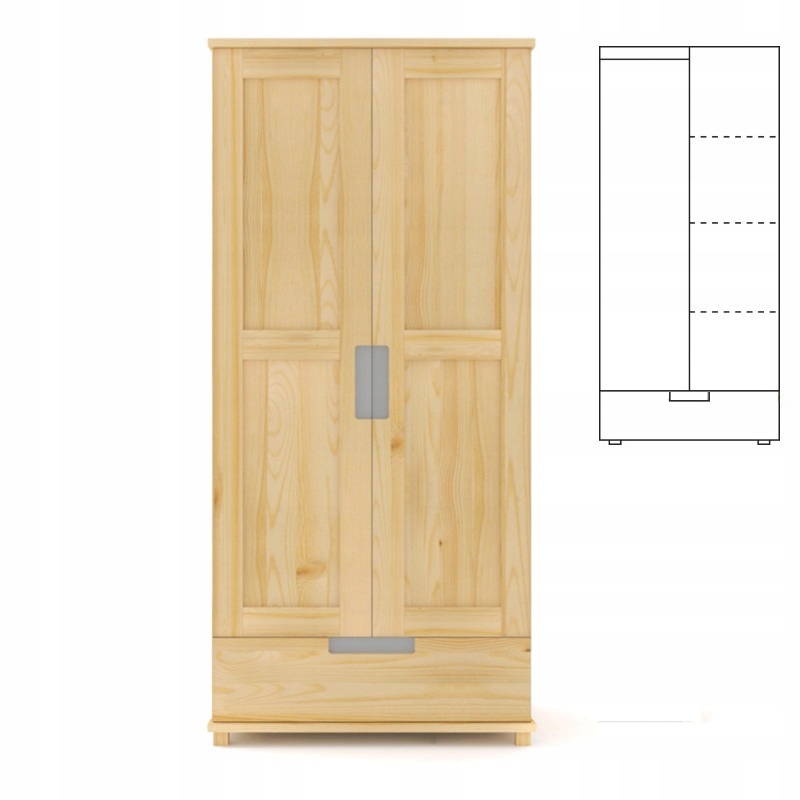 Nowoczesna drewniana podwójna szafa sosnowa 100 cm
