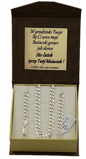 Łańcuszek Srebrny Męski Diamentowany Pancerka 5 mm Srebro 925 Grawer Gratis Materiał srebro