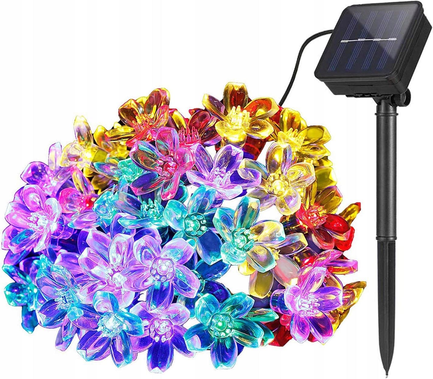 Solární Řetěz Světelných Led Květů 6,5 m – 50 Led