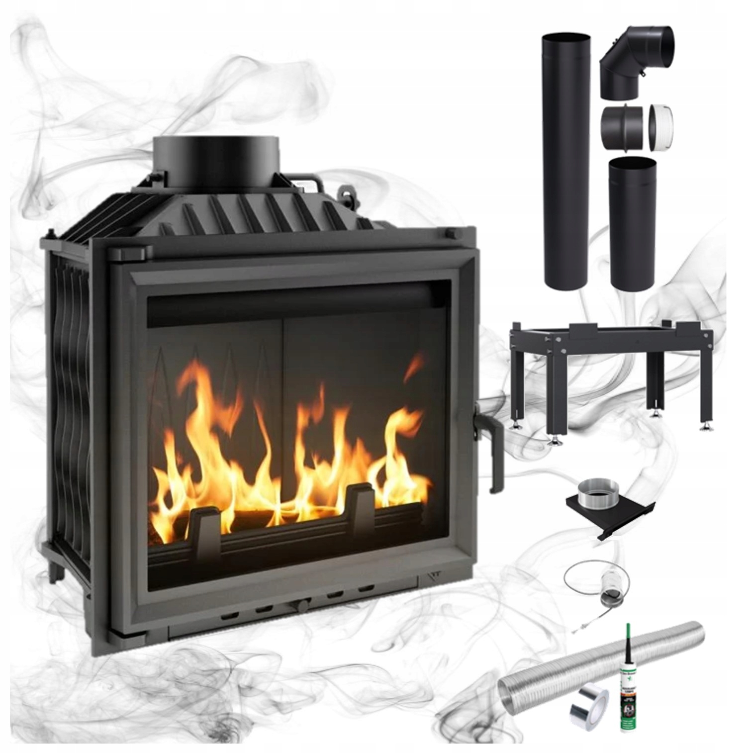 Litinová krbová vložka s trubkami Antek 10 kW Montážní Sada