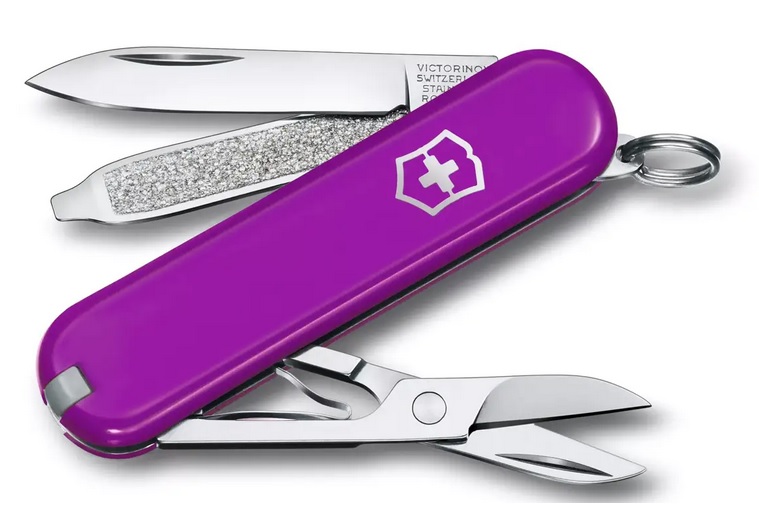 SCYZORYK VICTORINOX CLASSIC 0.6223.52G FIOLET PUDEŁKO 58MM, 7 funkcji CeDe