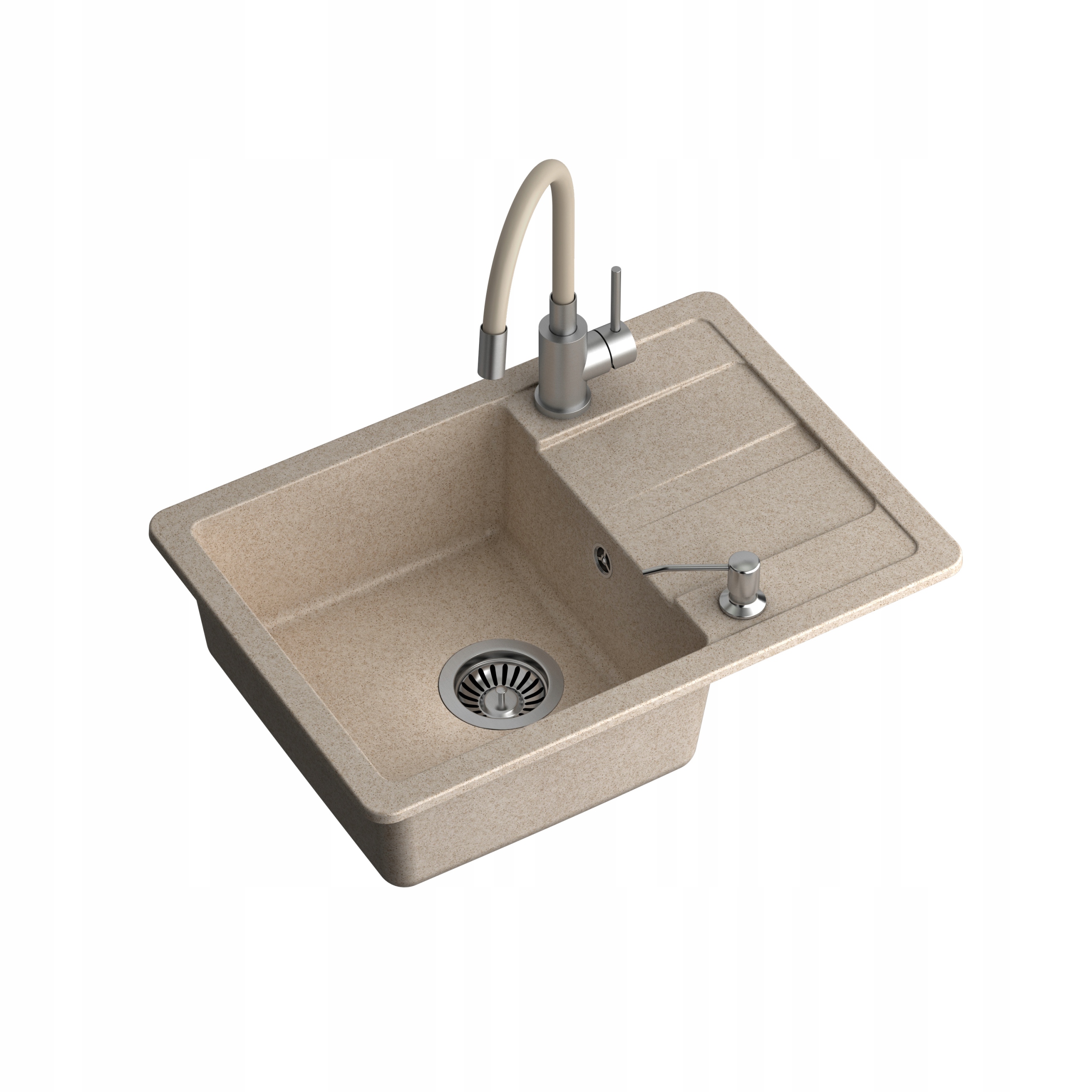 Quadron Ready-smart Granitový drez 1 Komora 62x44 cm Sada Béžová/St