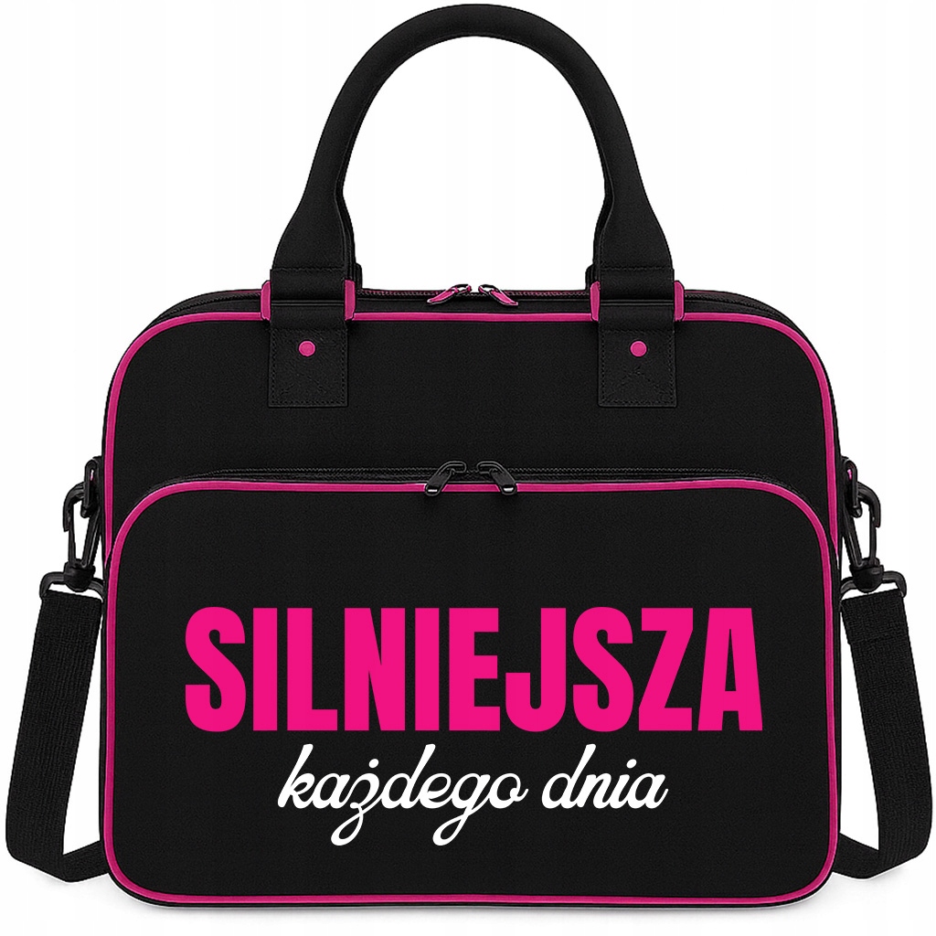 Černo-fuchsiová Taška Silnější Každý Den Posilovna Trénink Jóga Fitness