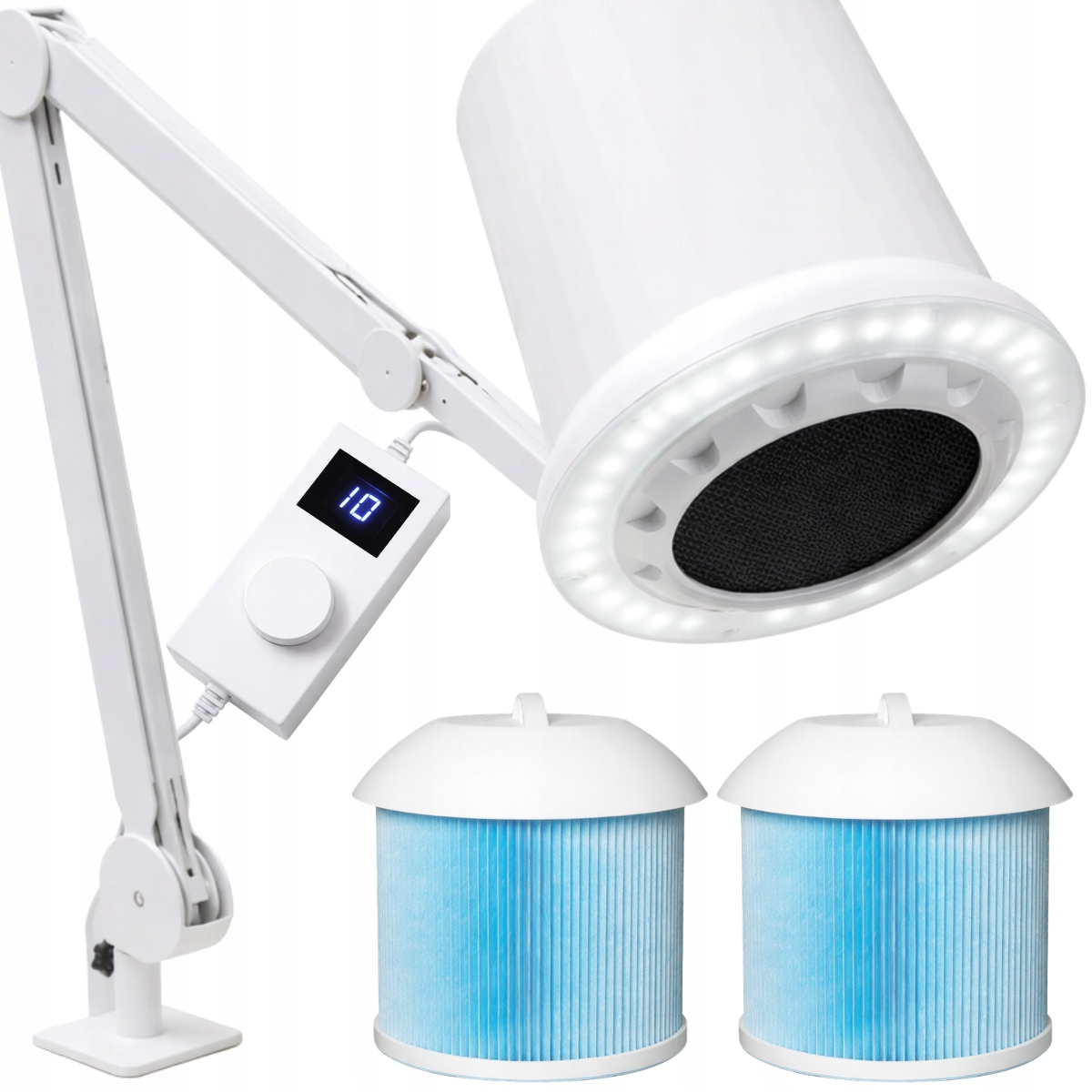 Pochłaniacz Pyłu Manicure Pedicure Z Wbudowaną Lampą Led Mobilny Mocny 80W