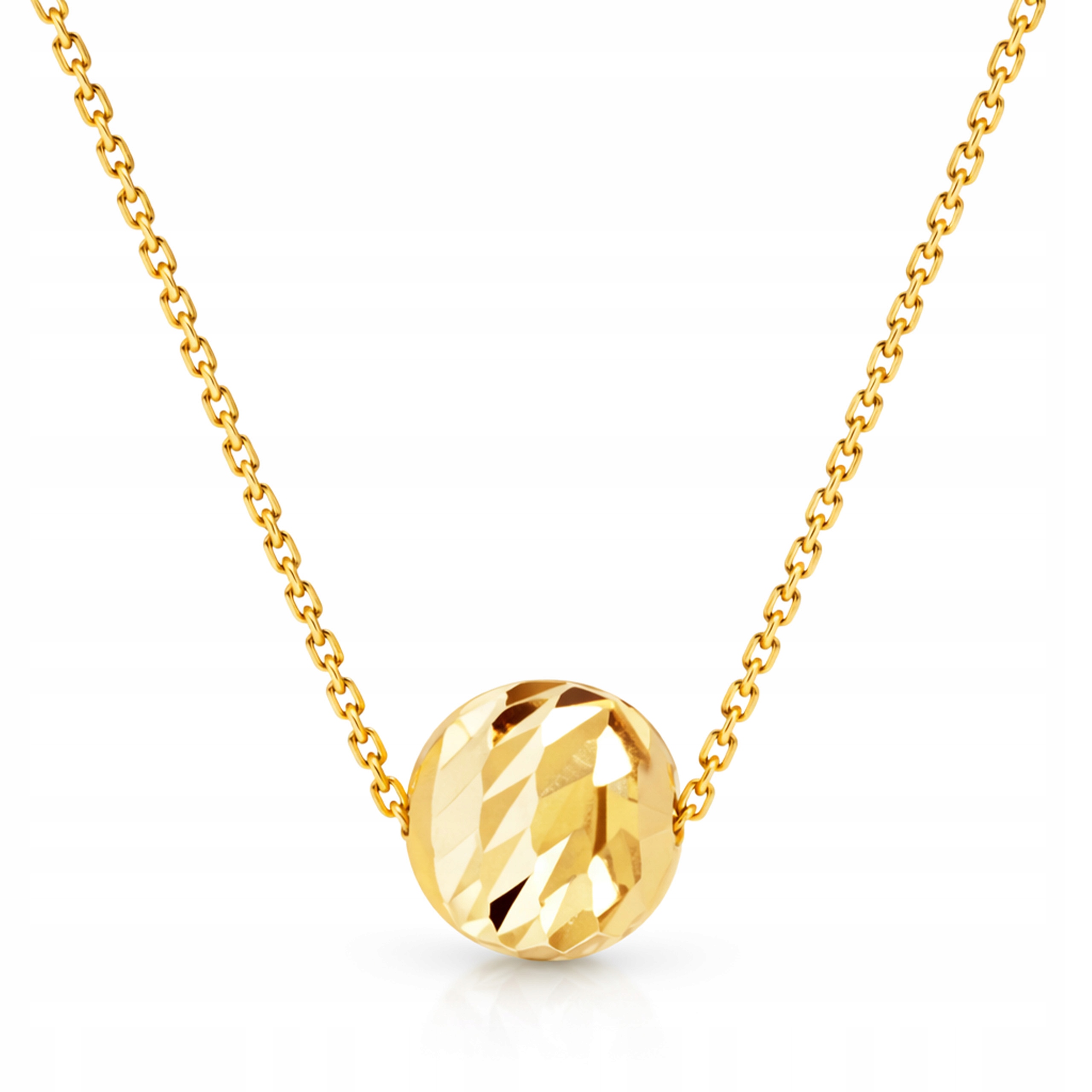Naszyjnik ze złota 585 diamentowana kulka 14k przeciągany beads kuleczka