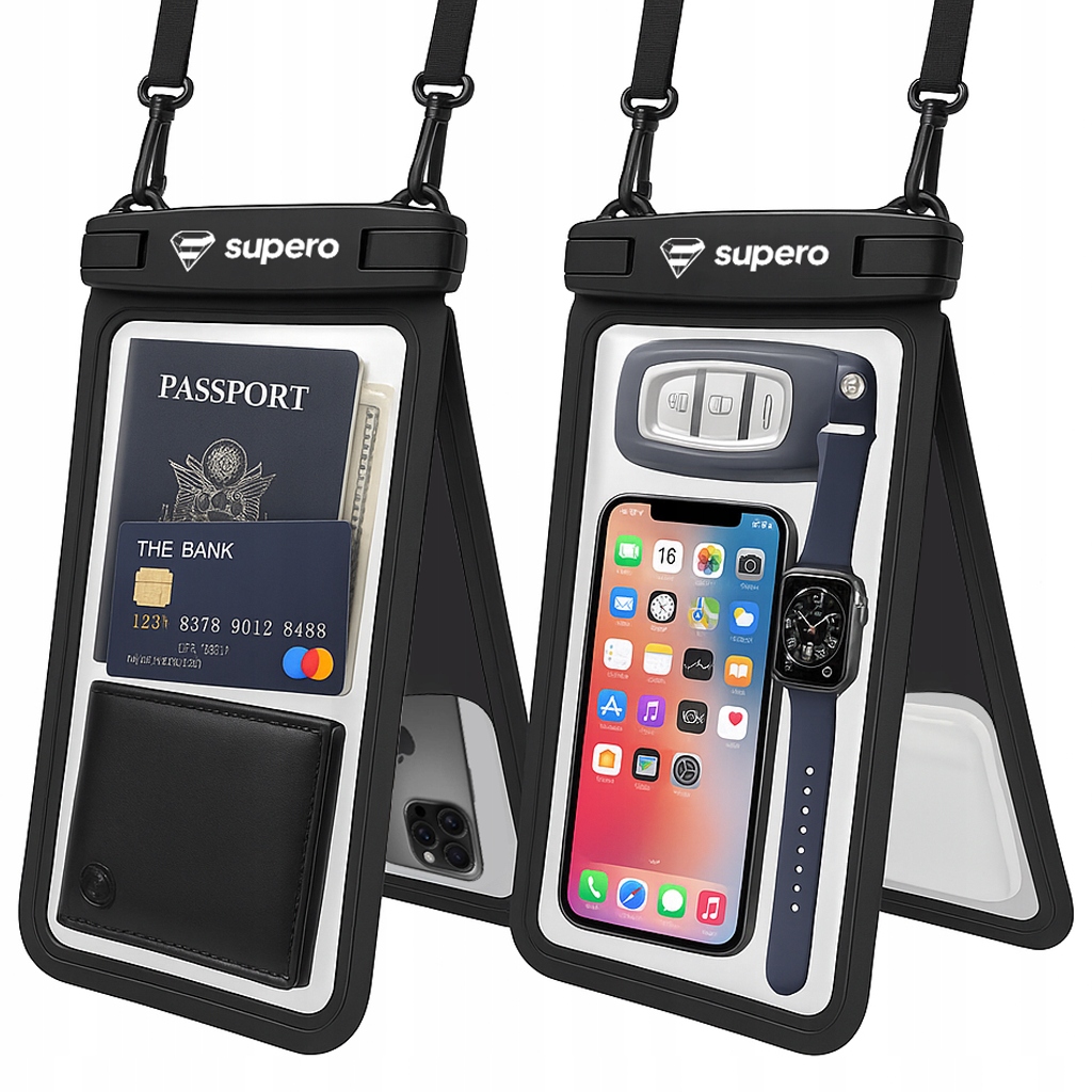 Etui wodoodporne wodoszczelne na telefon 2 kieszenie, do 7.5" na kajak IPX8