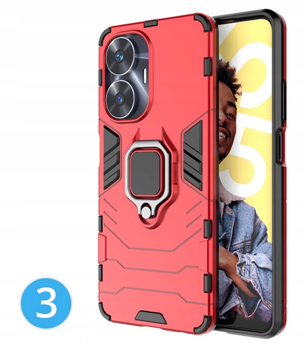 ETUI PANCERNE RING CASE OBUDOWA PLECKI UCHWYT SZKŁO 9H do Realme C55 Marka Inna