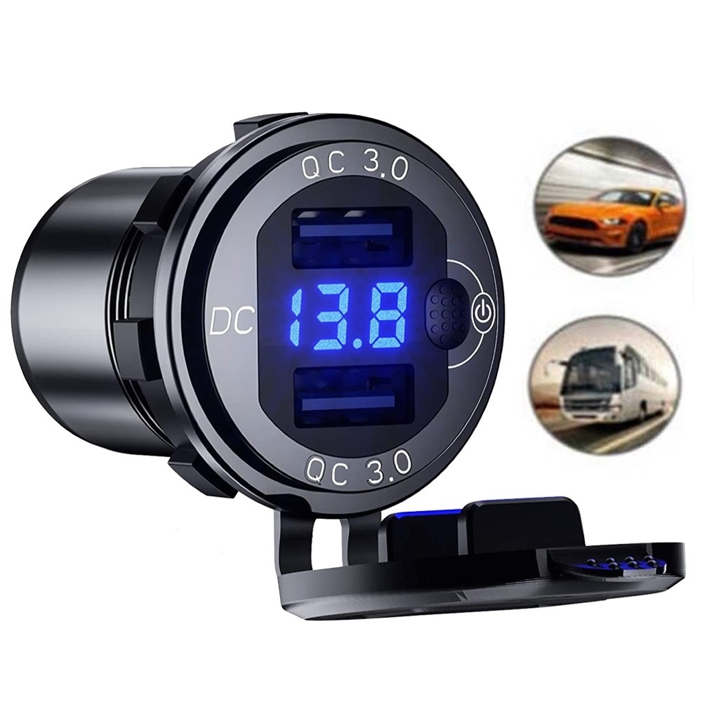 ŁADOWARKA MOTOCYKL 2x USB QC3.0 WOLTOMIERZ 12-24V