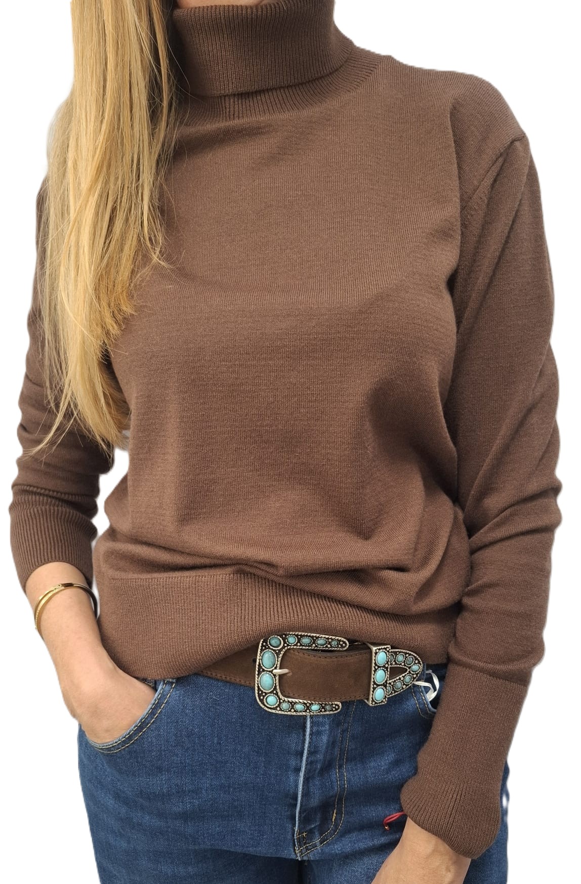 Cocomore Svetr Golf Klasik Hnědý New